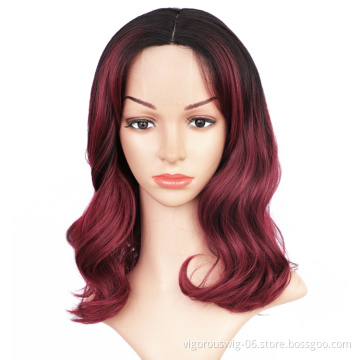 Vigorous wholesale ombre for black women cosplay lace front mix with high quality wavy curly wigs hair synthetic wig